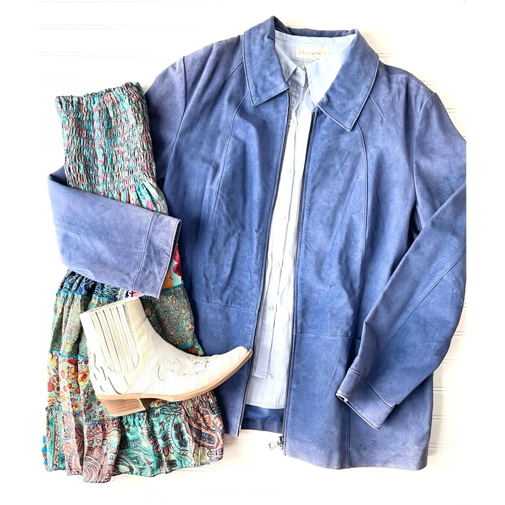 Bernardo Blue Suede Jacket | size XL